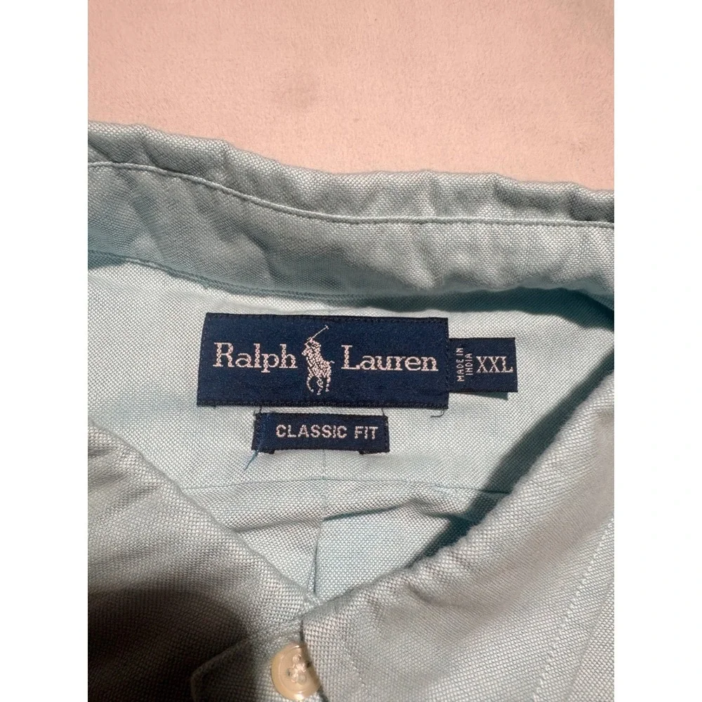 Ralph Lauren Mens XXL Classic Fit Light Blue SS Oxford Button Down Shirt